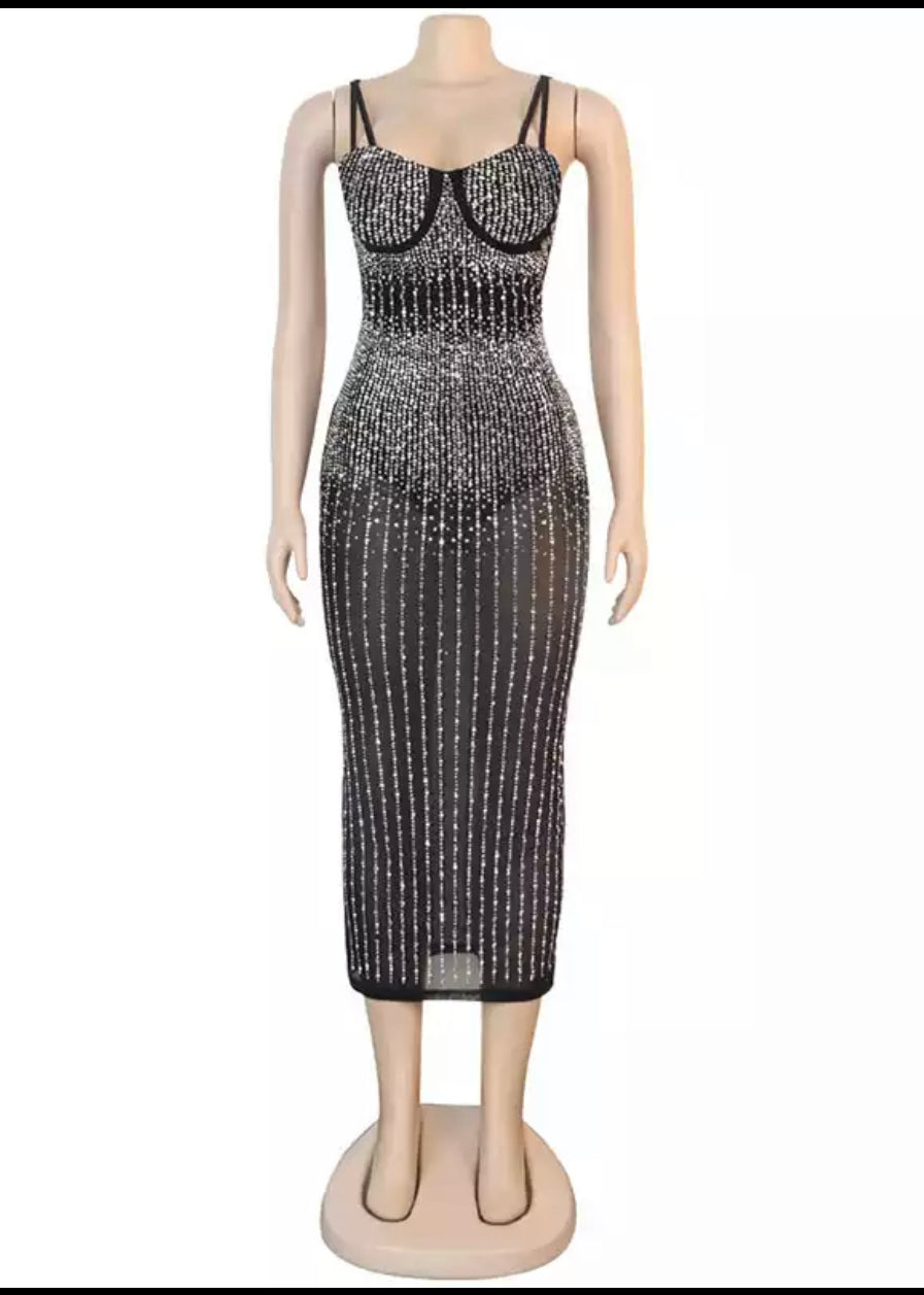 Sequin crystal sleeveless Bodycon Dress