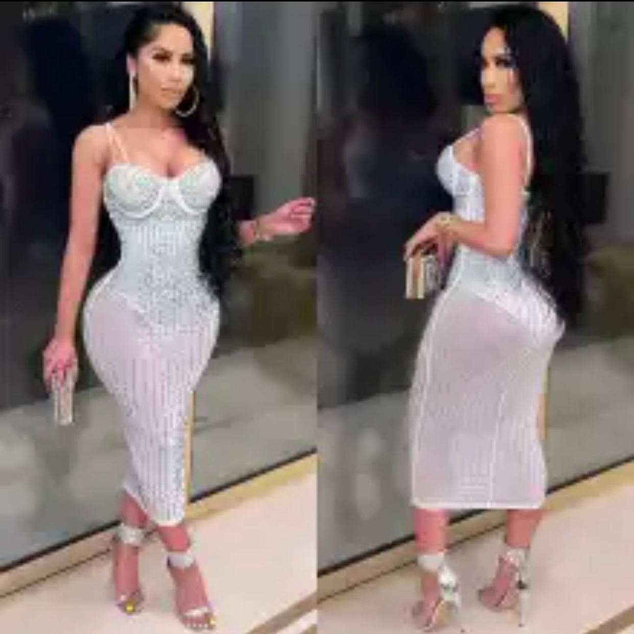 Sequin crystal sleeveless Bodycon Dress