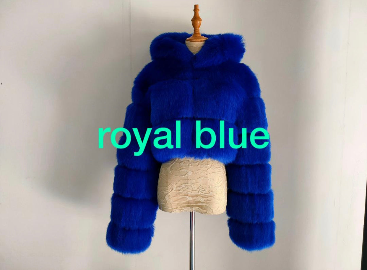 Cropped faux fur coats