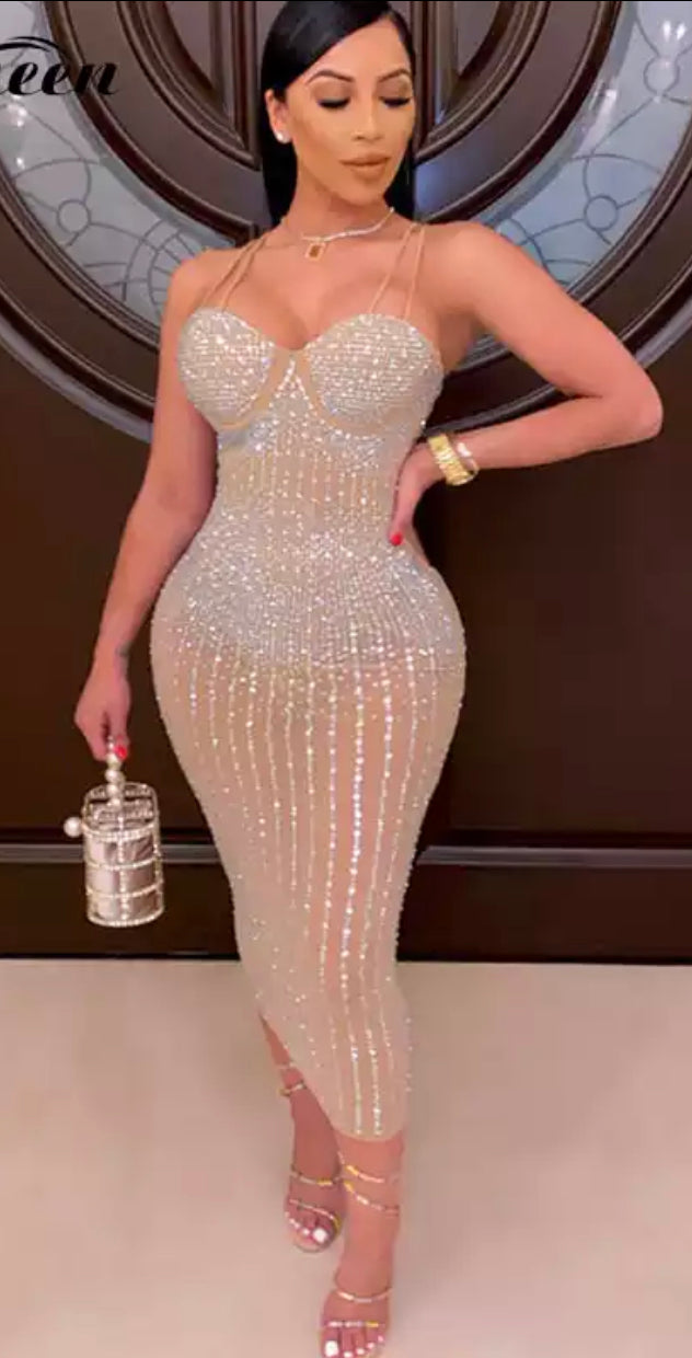 Sequin crystal sleeveless Bodycon Dress