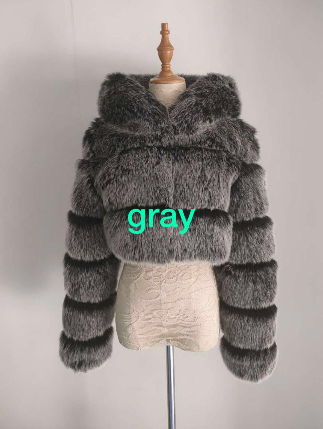 Cropped faux fur coats