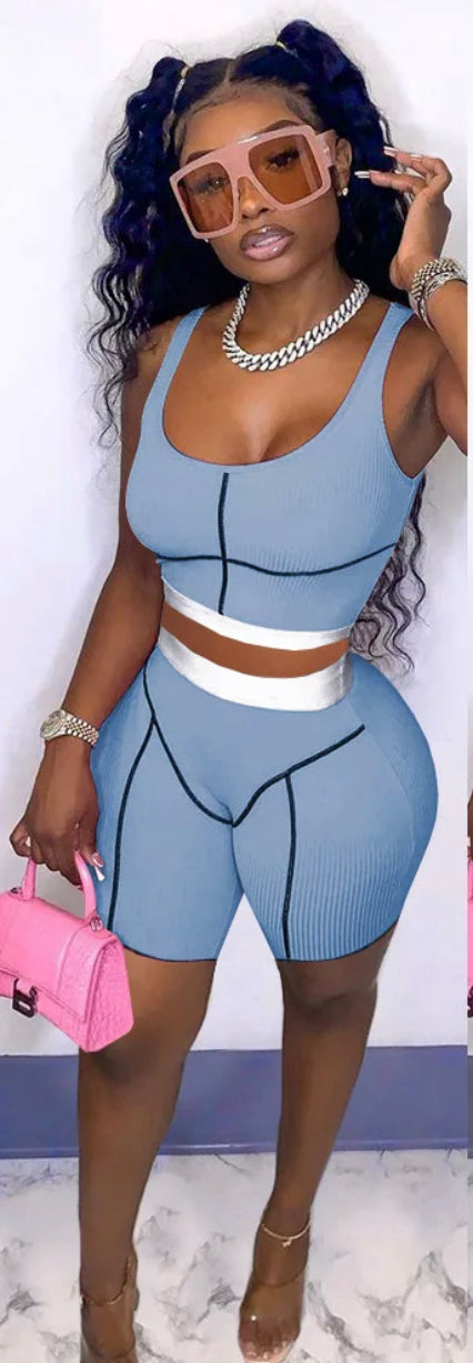 Crop Top biker shorts set tracksuit